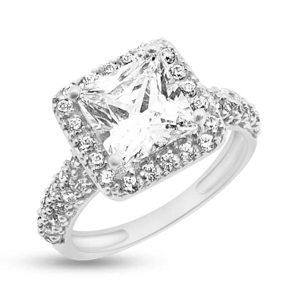 RR 92 Princess Cut ring with multistone shank Swarovski Zirconia Ladies Ring