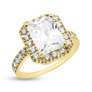 RR-86: Emerald Cut ring with multistone shank Swarovski Zirconia Ladies Ring