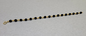Evil Eye Protection Black Bead Bracelet with Thick 10ky Gold Wire