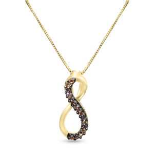 FS1012: 10k 0.10 ct TW chocolate diamond infinity pendant with box chain