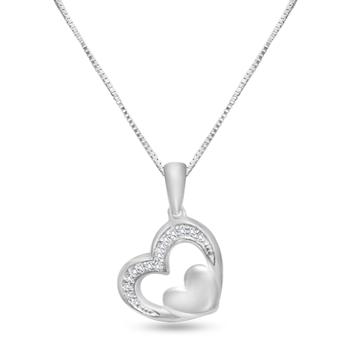 10k gold 0.03 ct TW diamond heart pendant with box chain