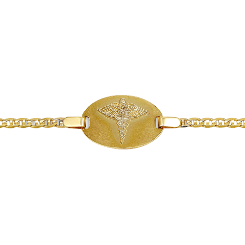 10k Yellow Gold Medical Alert with Gucci Link Bracelet 7.5
