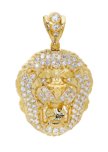 10k Cubic Zirconia hollow Lion Head with Gallery