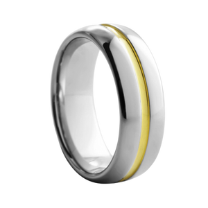 6 mm wide Dome Yellow & White Tungsten Comfort Fit Carbide Band