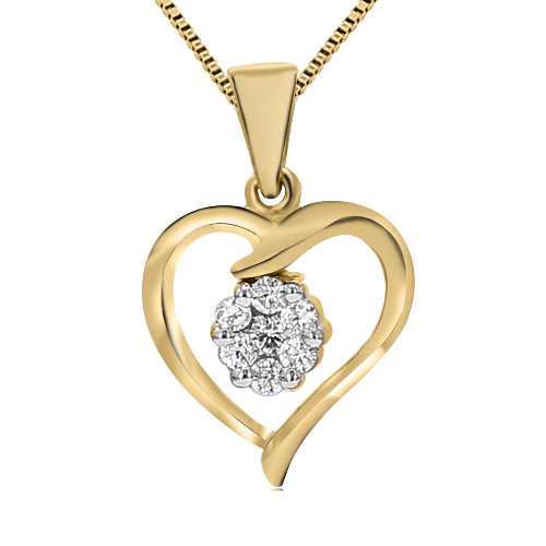 10k 0.10 ct TW diamond cluster heart pendant with 18