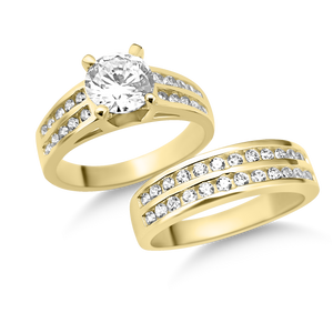 RR-118 & BRR-118: SOLID HEAVY - Yellow,White and Rose Engagement and Wedding set (2pcs)