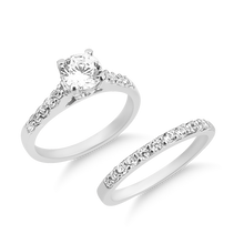 Load image into Gallery viewer, A-3705 &amp; B-3705: Yellow,White and Rose Solitaire Engagement and Wedding set (2pcs)