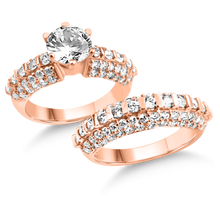 Load image into Gallery viewer, RR-29 &amp; BRR-29: SOLID HEAVY - Yellow,White and Rose Multi Row Engagement and Wedding set (2pcs)
