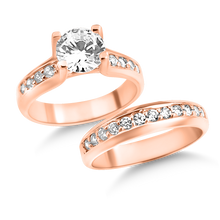 Load image into Gallery viewer, RR-48 &amp; BRR-48: Yellow,White and Rose Gold Swarovski Zirconia Engagement and Wedding set (2pcs)