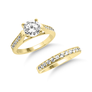 RR-34 & BRR-34: Yellow,White and Rose Gold Swarovski Zirconia Engagement and Wedding set (2pcs)