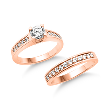 Load image into Gallery viewer, A-3710 &amp; B-3710: Yellow,White and Rose Gold Swarovski Zirconia Engagement and Wedding set (2pcs)