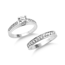 Load image into Gallery viewer, A-3710 &amp; B-3710: Yellow,White and Rose Gold Swarovski Zirconia Engagement and Wedding set (2pcs)