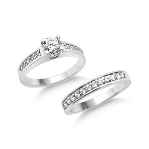 A-3710 & B-3710: Yellow,White and Rose Gold Swarovski Zirconia Engagement and Wedding set (2pcs)