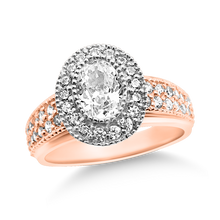 Load image into Gallery viewer, 49-5-6: Oval Halo Head with Pavé Band Swarovski Zirconia Ladies Cocktail Rings