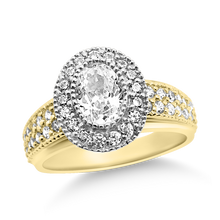 Load image into Gallery viewer, 49-5-6: Oval Halo Head with Pavé Band Swarovski Zirconia Ladies Cocktail Rings