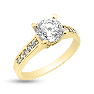 RR-54: Round Swarovski Zirconia engagement ring with accent stones