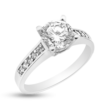 Load image into Gallery viewer, RR-54: Round Swarovski Zirconia engagement ring with accent stones