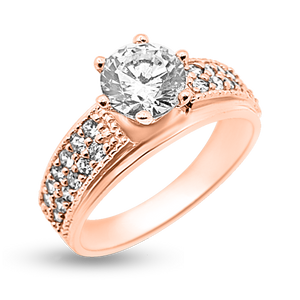 49-4: 6 prong Solitaire with Pavé Band Swarovski Zirconia Ladies Cocktail Rings