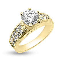 Load image into Gallery viewer, 49-4: 6 prong Solitaire with Pavé Band Swarovski Zirconia Ladies Cocktail Rings