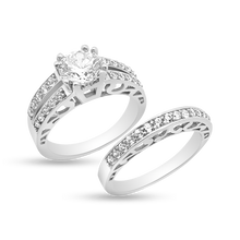 Load image into Gallery viewer, RR-165 &amp; BRR-165: SOLID HEAVY - Yellow,White and Rose Engagement and Wedding set (2pcs)