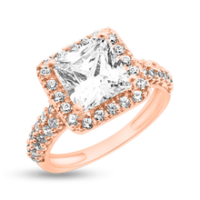 Load image into Gallery viewer, RR-92: Princess Cut ring with multistone shank Swarovski Zirconia Ladies Ring