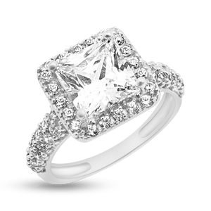 RR-92: Princess Cut ring with multistone shank Swarovski Zirconia Ladies Ring