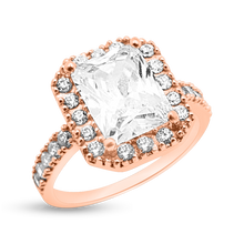 Load image into Gallery viewer, RR-86: Emerald Cut ring with multistone shank Swarovski Zirconia Ladies Ring