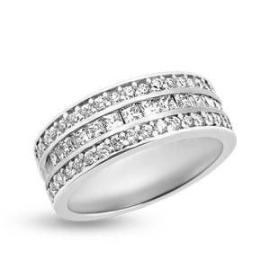 RR-98: Men's wedding ring with round and square Swarovski zirconia