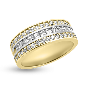 RR-98: Men's wedding ring with round and square Swarovski zirconia