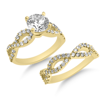 Load image into Gallery viewer, RR-199 &amp; BRR-199 : Yellow,White and Rose Gold Swarovski Zirconia Engagement and Wedding set (2pcs)
