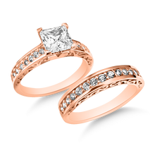 Load image into Gallery viewer, RR-52 &amp; BRR-52: Yellow,White and Rose Gold Swarovski Zirconia Engagement and Wedding set (2pcs)