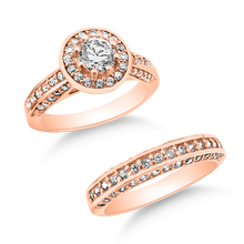 Load image into Gallery viewer, A-3729 &amp; BRR-41: Swarovski Halo Engagement &amp; Wedding Band (2pcs)