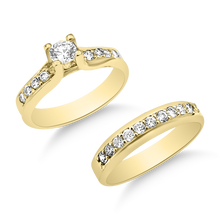 Load image into Gallery viewer, A-3704 &amp; B-3704: Yellow,White and Rose Gold Swarovski Zirconia Engagement and Wedding set (2pcs)