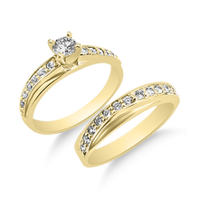 Load image into Gallery viewer, A-3711 &amp; B-3711: Yellow,White and Rose Gold Swarovski Zirconia Engagement and Wedding set (2pcs)