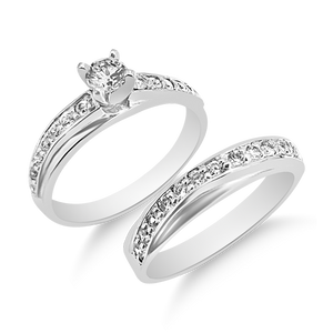 A-3711 & B-3711: Yellow,White and Rose Gold Swarovski Zirconia Engagement and Wedding set (2pcs)