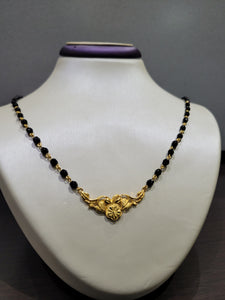 24" Black Bead Mangal Sutra with 10k Gold wire and design