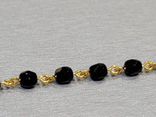 Load image into Gallery viewer, Evil Eye Protection Black Bead Bracelet with Thick 10ky Gold Wire