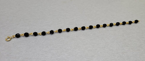 Evil Eye Protection Black Bead Bracelet with Thick 10ky Gold Wire