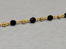 Load image into Gallery viewer, 5.5&quot; Black Bead Bracelet with 10k gold ball