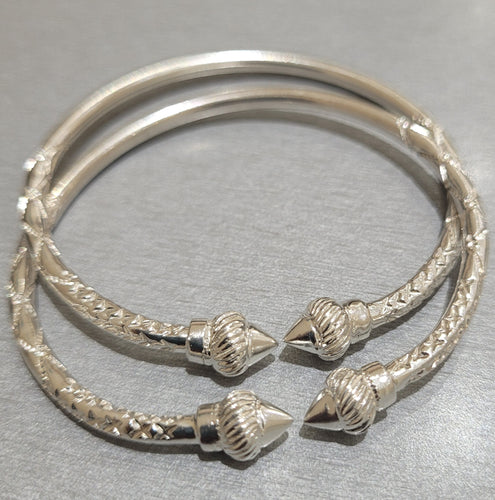 Silver 925 Traditional West Indian Bangles with twirl head