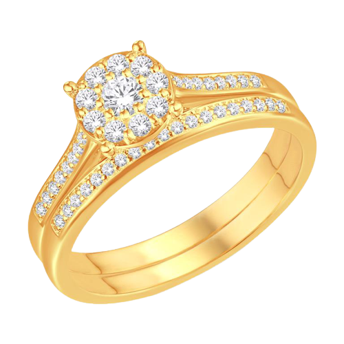 R0554: 14k Yellow Gold Wedding Set (2pcs) 0.31ct diamond (total weight)