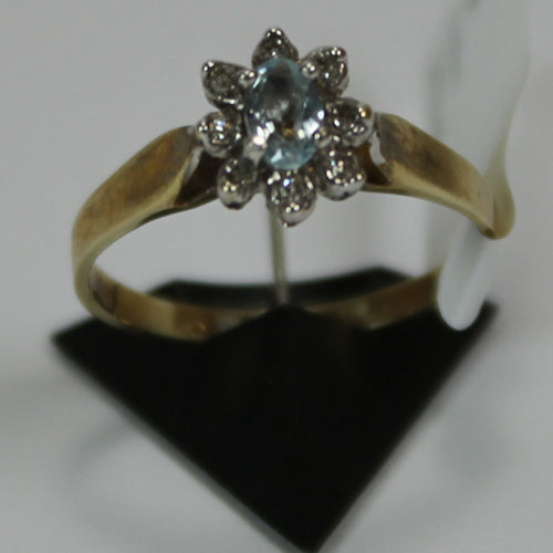 10k two tone cluster promise ring with 0.06ct of diamond