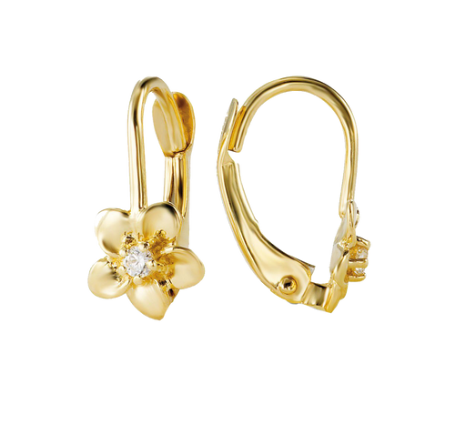 10K Flower Swarovski Zirconia Earrings