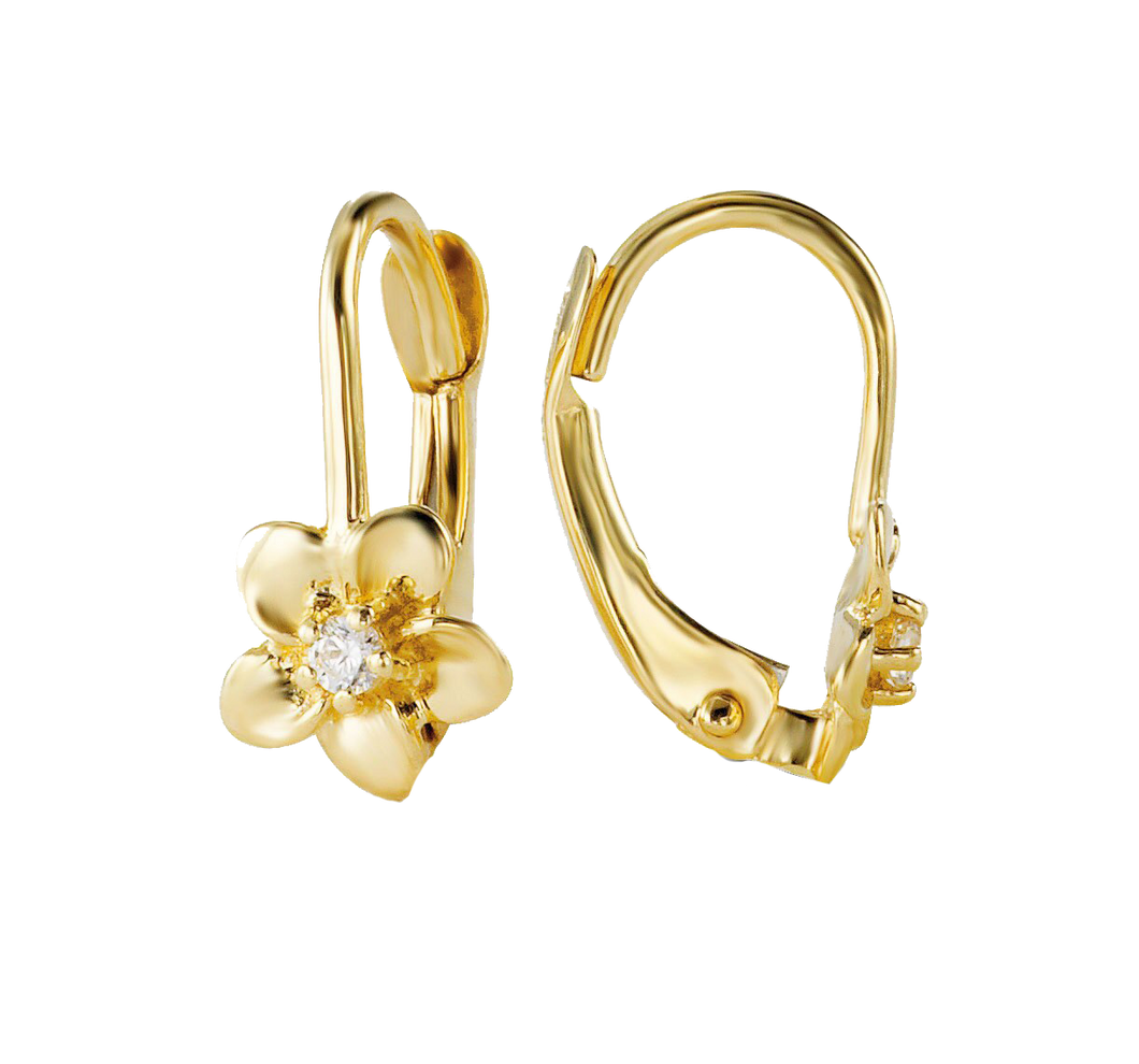 10K Flower Swarovski Zirconia Earrings