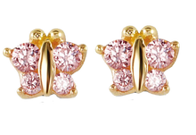 Load image into Gallery viewer, 14k Butterfly Colour Stone Stud Earrings