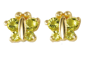 14k Butterfly Colour Stone Stud Earrings