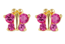 Load image into Gallery viewer, 14k Butterfly Colour Stone Stud Earrings