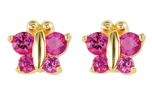 14k Butterfly Colour Stone Stud Earrings