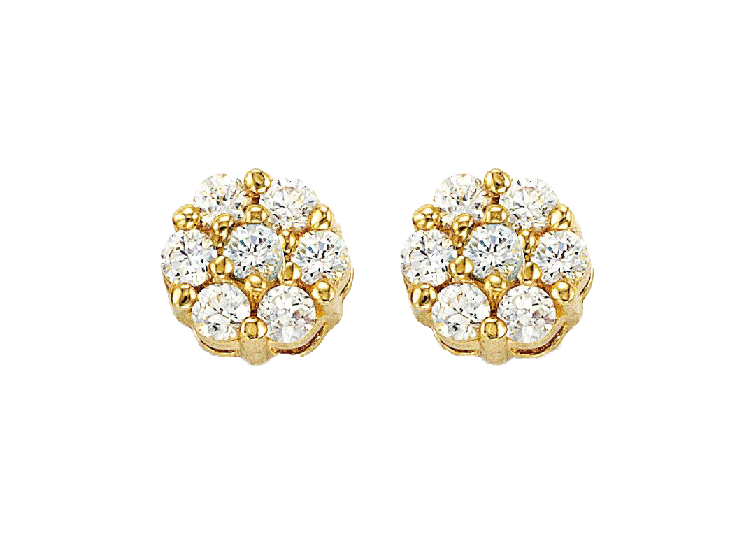 14k Round Halo Colour Stone Stud Earrings