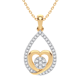 14k 0.25 ct TW round diamond heart cluster pendant with 18" rolo chain